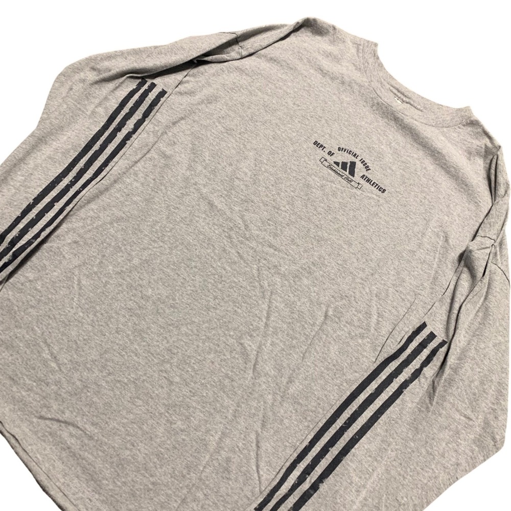 Vintage Adidas Grail Mens XL Long Sleeve Gray Dept of Athletics Graphic 3 Stripe